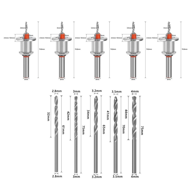 Countersink Drill Bit, 5Pcs Countersink Drill Bit with 5 Replaceable