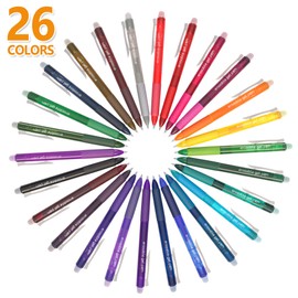 Lineon Erasable Gel Pens, 26 Colors Retractable Erasable Pens Clicker, Fine Point, Make Mistakes Disappear, Assorted Color Inks for Drawing Writing Planner and Crossword Puzzles