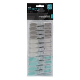 JVL Plastic Peg Basket with 72 Soft Grip Pegs, Aqua (19-216-283)