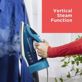 BLACK+DECKER Steam Iron for Clothes with Retractable Cord, Vertical Steaming, Anti-Drip Design, Spray Mist and Auto Clean Button, 1200W