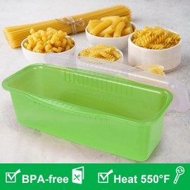 Potahouse® Microwave Pasta Cooker with Strainer Lid, Quick Cooking in 10-15 Min Spaghetti Cooker Microwave Steamer for Dorm Kitchen Offices College Essentials, Clear Green