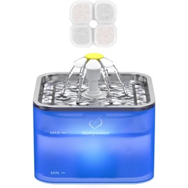 Crystal Cat Water Fountain 101oz/3L Ultra Quiet BPA-Free Better for 2 or More Cats/Dogs (Blue)