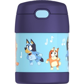 THERMOS FUNTAINER 10 Ounce Stainless Steel Vacuum Insulated Kids Food Jar with Spoon, Bluey