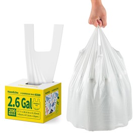 KeenEcho Small Trash Bags with Handles (1.2/2/2.6/3/4/5/6/8/13 Gallon) - Ocean Plastic Upcycling - Plastic Garbage Bags, Can Bin & Waste Basket Liner for Kitchen, Bathroom, Office and Pets