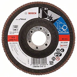 Bosch 2608607319 X571 Angled Flap Disc for Metal, 115mm Ø, 120 Grit, Black/Brown