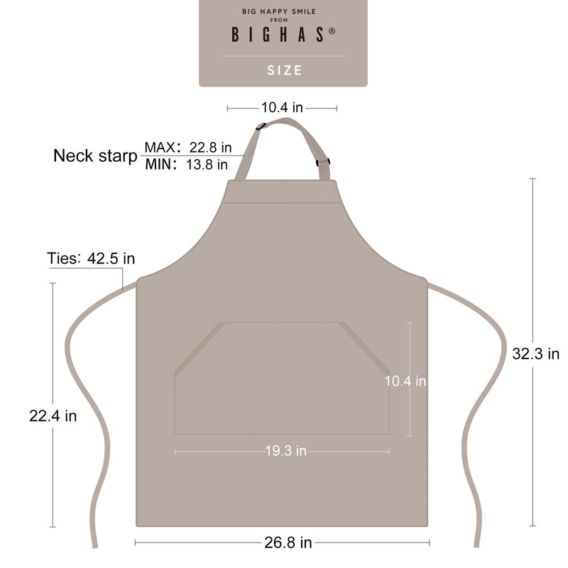 BIGHAS Adjustable Bib Apron with Pocket Extra Long Ties for