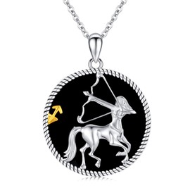 Twoowl Sagittarius Necklace 925 Sterling Silver Constellation Pendant Zodiac Sign Necklace Sagittarius Birthday Jewelry Gifts for Women Men