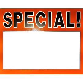 25 "Special - 7" x 5.5" Writable Paper Retail Store Price Signs Heavy Duty Cardstock Fluorescent Orange