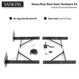 SANKINS 2 Set Anti Sag Corner Brace Bracket, Heavy Duty Frame Kit with Self-Locking Latch, Black Hardware for Wooden Fence, Shed Doors, Driveway Gates, Corral Gates, Wood Windows