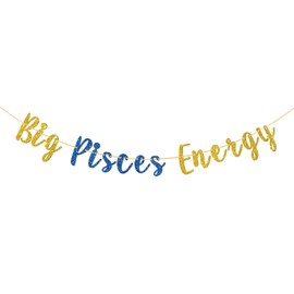 Halodete Big Pisces Energy Banner, Pisces Season Birthday Banner, Pisces Birthday Gifts, Constellation Horoscope Astrology Birthday Party Bunting Decorations - Glitter