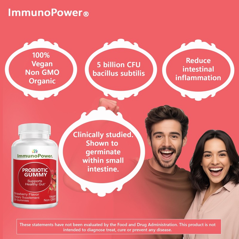 ImmunoPower Organic Probiotics Gummies | 5 Billion CFU Probiotics for