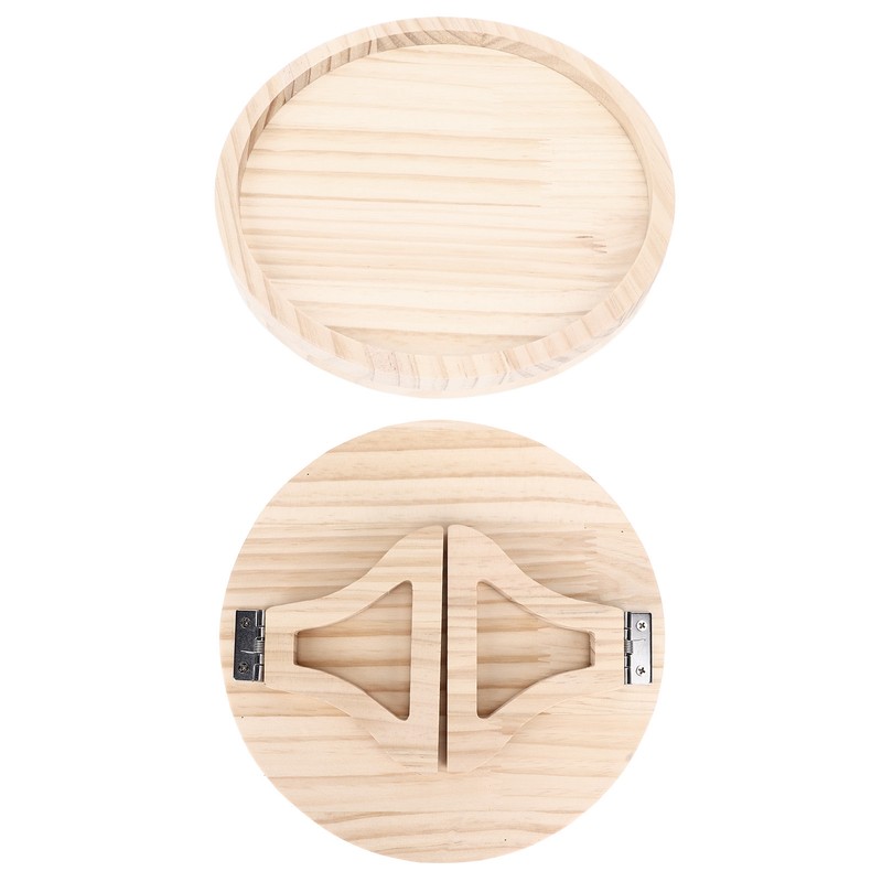 Clip On Tray Natural Bamboo 9.8in Round Home Couch Sofa