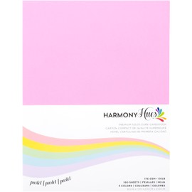 Cardstock 8.5 x 11 Paper Pack - 65lb Smooth Card Stock for Crafts, Cardmaking, Printers - 100 Scrapbook Sheets, 5 Assorted Colors - Double Sided with Solid Core, Pastel