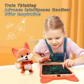 CHAFEGY 10 Inch LCD Writing Tablet for Kids Toddler Toys, Electronic Doodle Board Drawing Pad, Lion Owl Fox Rabbit Design, Christmas Birthday Gift for Boys Girls 3 4 5 6 8 Years (Fox)