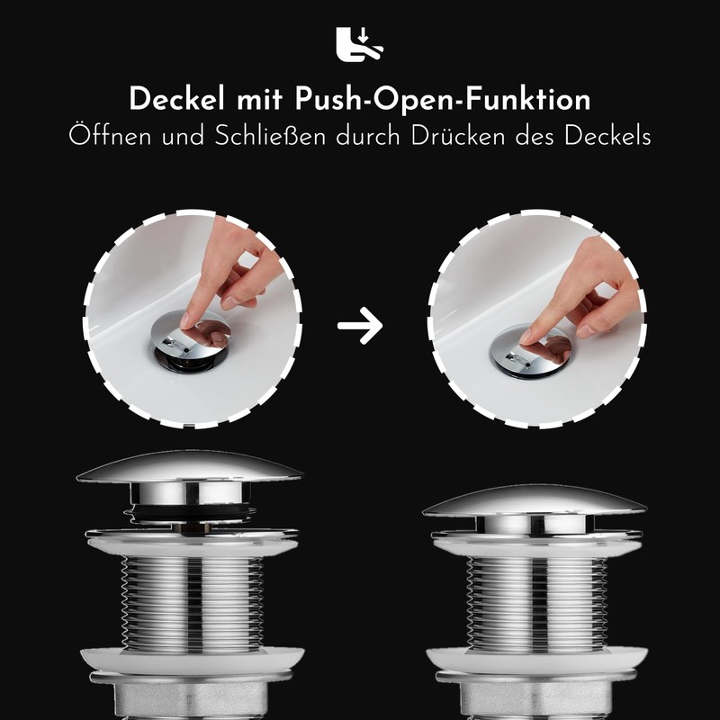 Bürstenking Sink Drain Fitting - Drain Valve with Hair Strainer