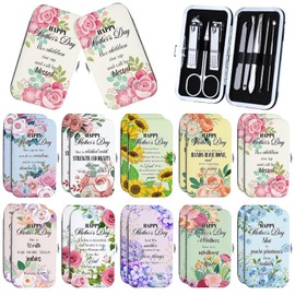 20 Sets Mother's Day Christian Nail Set Bulk Bible Scripture Manicure Kit Stainless Steel Nail Clipper Set Happy Mother's Day Floral Religious Christian Gift for Mom Women Church Supplies