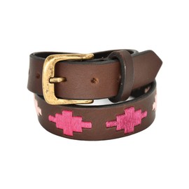 GauchoLife Kids Polo Belt Hand-Stitched, bridle leather (Pink, Large)