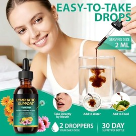21-in-1 Lymphatic Drainage Drops 60ml, Lymphatic Drainage Supplement with Dandelion Extract, Zine, Burdock Extract, Support Lymph System Cleanse