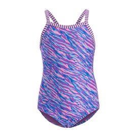 Dolfin Little Toddler Girls One Piece Swimsuit - Print Practice Suit (Aurora, 6)