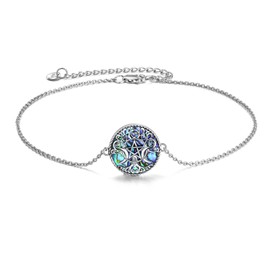 YFN Triple Moon Goddess Anklet Bracelet Sterling Silver Pentagram Pentagram Anklet Bracelet Pagan Wiccan Magic Amulet Tree of Life Jewellery, Sterling Silver