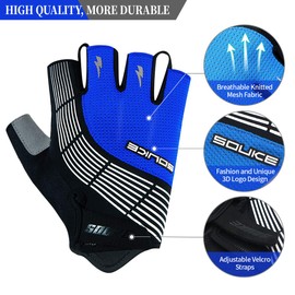 Souke Sports Cycling Gloves Half Finger Bicycle Gloves,Breathable Outdoor Bike Gloves For Men Women Fingerless Motorcycle Gloves Mountain Road Riding Gloves Anti-Slip,BLUE M