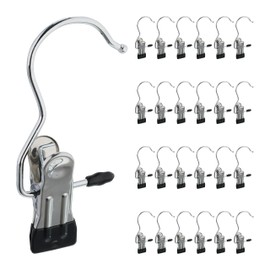 Relaxdays Boot Clips, Set of 25, Rubberised Boot Hangers, 360° Rotating Hook, Metal Shoe Hanger, Silver/Black