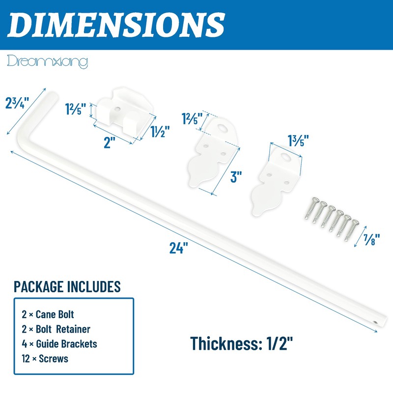 24" Heavy Duty Cane Bolt Gate Drop Rod Hardware Ground