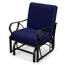 Tangkula Outdoor Patio Glider, Metal Framed Gliding Chair with Cushion, Ergonomic Single-Person Outdoor Patio Chair with Curved Armrest, Smooth Rocking Arms, and Sprayed Finish for Porch, Patio