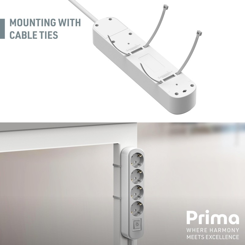 Electraline 62177 3-Way Power Strip with Switch, Cable 3 m