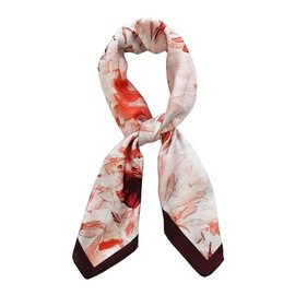 JERLA Women's satin square silk like scarf Fashion pattern large hair scarf wrap headscarf 35" x 35", Orange Red Leaves, Large