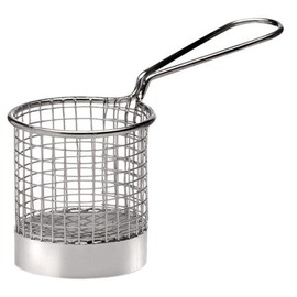 APS Snack-Holder Servier-Frittierkorb aus Edelstahl, Ø 8 cm, Höhe 7,5 cm, Griff 9,5 cm