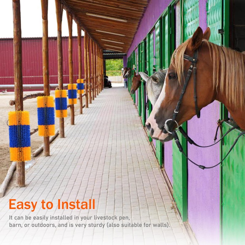 KUNBEIEN 2PCS Livestock Scratch Brushes, Horse Scratcher Massage Brush Kit,