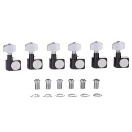 KAISH 21:1 Dual Pin (No Screws) Tuners 2 Pin Tuning Keys Pegs Tuning Machine Heads fits for American Series Strat/Tele Guitars Contemporary Button Black with Chrome