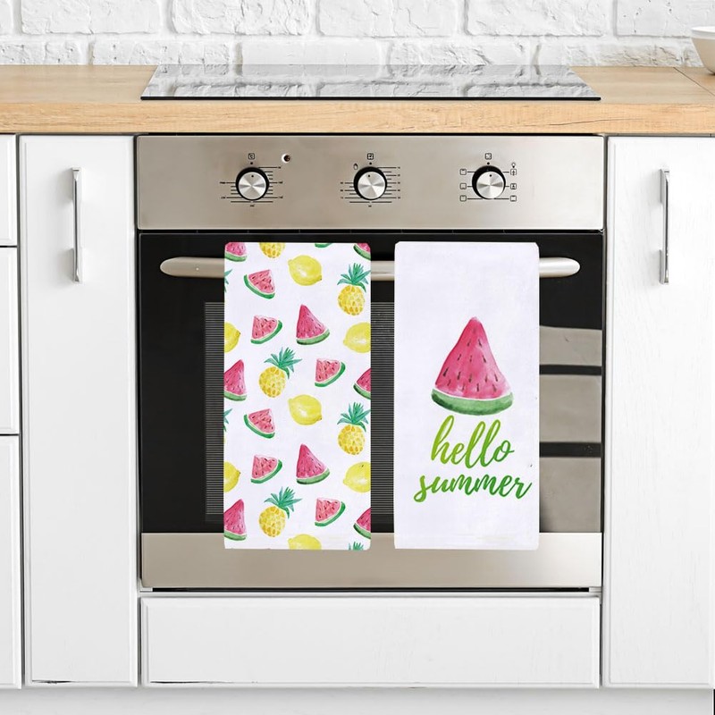 Secarond Hello Summer Watermelon Kitchen Towels Dish Towels, 18x28 Inch