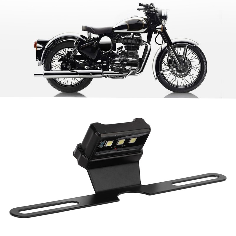 Motorcycle License Plate Lamp Blue LED with Bracket Univeral for