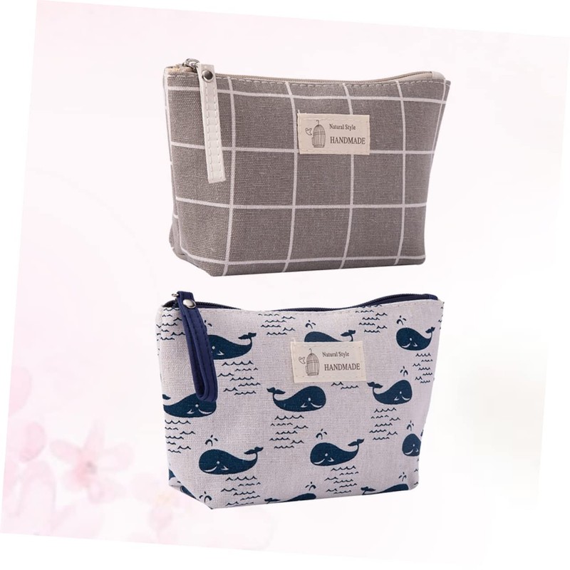 IWOWHERO 2pcs Canvas Makeup Bags Multi Function Toiletries Holders with