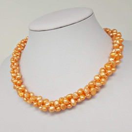 Treasure Bay S Beautiful Women's Freshwater Pearl Necklace Chunky style (Orange)
