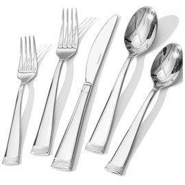KINGSTONE Silverware Set, 20-Piece Flatware Set for 4, 18/10 Stainless Steel Cutlery Set with Bead Edge, Utensil for Kitchen, Home, Party, Wedding, Mirror Polished, Dishwasher Safe, Featured Gifts