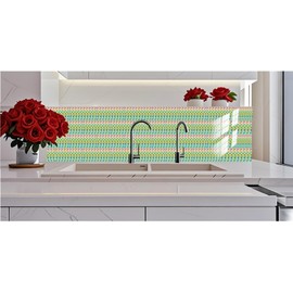 32 Sheets Peel and Stick Backsplash Marble Look Tiles 4"x8"Self Adhesive Back Splashes for Kitchen(32, Colorful Fish Scales)