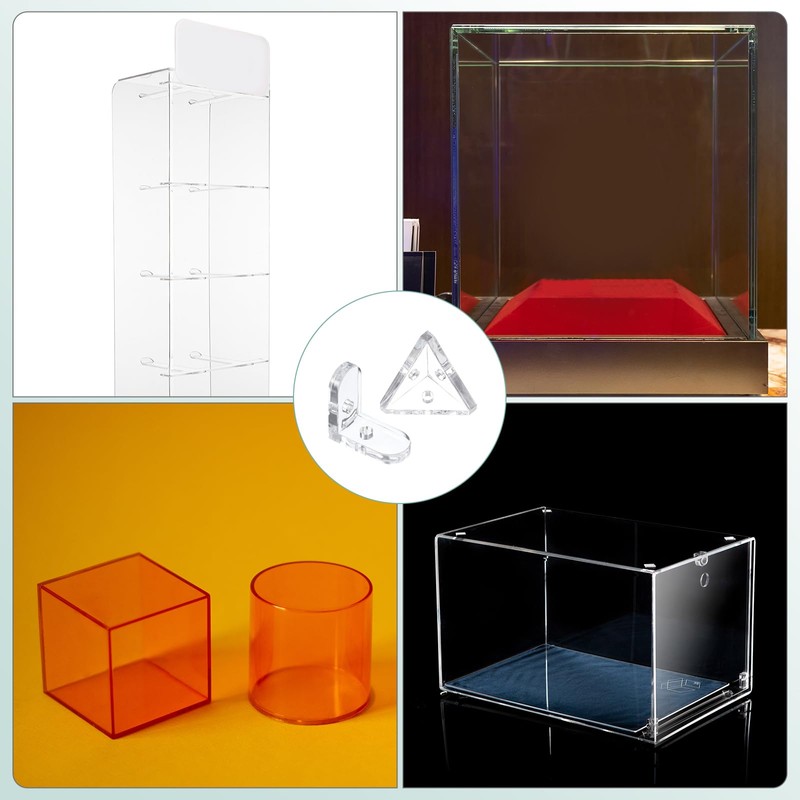 sourcing map 8 Set Acrylic Corner Bracket L-Shaped and Triangle