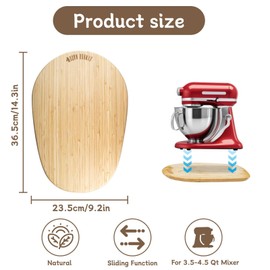 ANOTION Bamboo Sliding Tray Kitchen Appliance - Appliance Slider Compatible with Kitchen Aid 3.5-4.5 Qt Accessories and Attachments Countertop Appliance Slider Ideal for Stand Mixer Small Coffee Maker