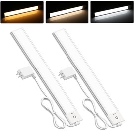 MYPLUS 2pcs 12" Under Cabinet Lights with 5 Color Temperature, Side-Illuminated, Dimmable 285 Lumens,49 LEDs,7W,LED Light Bar Plug-in for Kitchen, Cabinet, Counter and Shelf