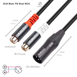 HUALEU 1FT XLR to 2 RCA Y Splitter Patch Cable, Dual RCA Female to XLR Male,XLR Male to Dual RCA Female Audio Cable Adapter for Speaker Condenser Mic Mixer AMP,