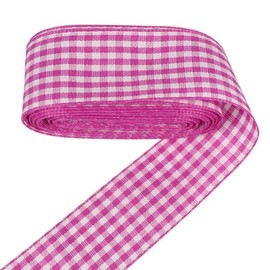 Cinta de cuadros a cuadros para envolver regalos, fiestas, bodas, decoración de Navidad (rosa profundo, 1 pulgada (25 mm) x 10 yardas)