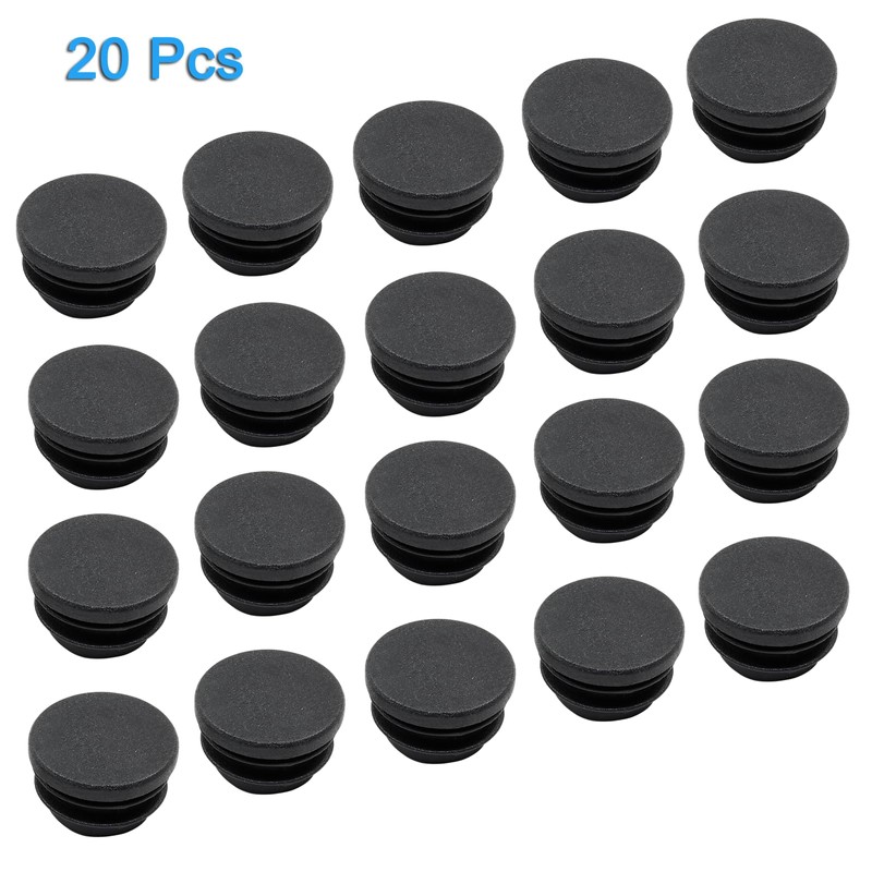 Kyuionty 20 Pack 1-1/8" Round Black PE Plastic Plugs for