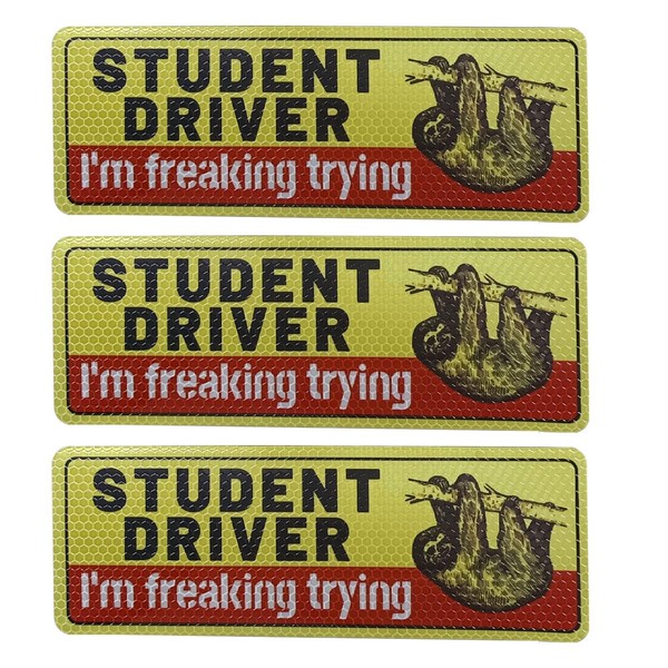 3PCS Student Driver Magnet for Car, I'm Freaking Trying Safety