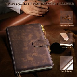 Lined Journal Notebook for Men, Leather Hardcover Notebook with Pen, A5 Journaling Notebooks for Work, 200 Pages 100 GSM Thick College Ruled Diary for Writing, Business, Office 5.75" x 8.38" Brown