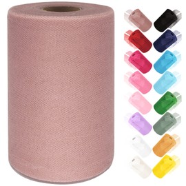 Ableme Deco Tulle Fabric Roll 6 Inches x 100 Yards (15cm x 91m) Tulle for Tutu Skirts Pom Poms Gift Wrapping Baby Shower Wedding Decor (Dusty Rose)