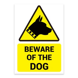 BEWARE OF THE DOG’ WARNING SIGN. TOUGH, DURABLE AND RUST-PROOF WEATHERPROOF PVC SIGN FOR OUTDOOR USE, 210MM X 148MM. NO 017