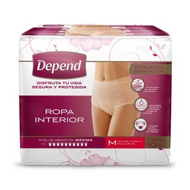 Depend Ropa Interior Mujer, Mediana, 10 Piezas